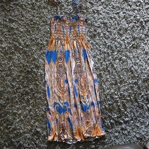 Stylish Kids Casual Dress in Blue and Orange